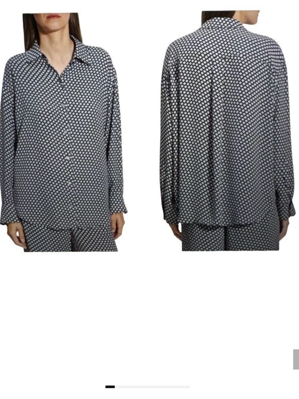 Theory Geometric Print Button-Up Shirt and BF Pant- Blue & Gray